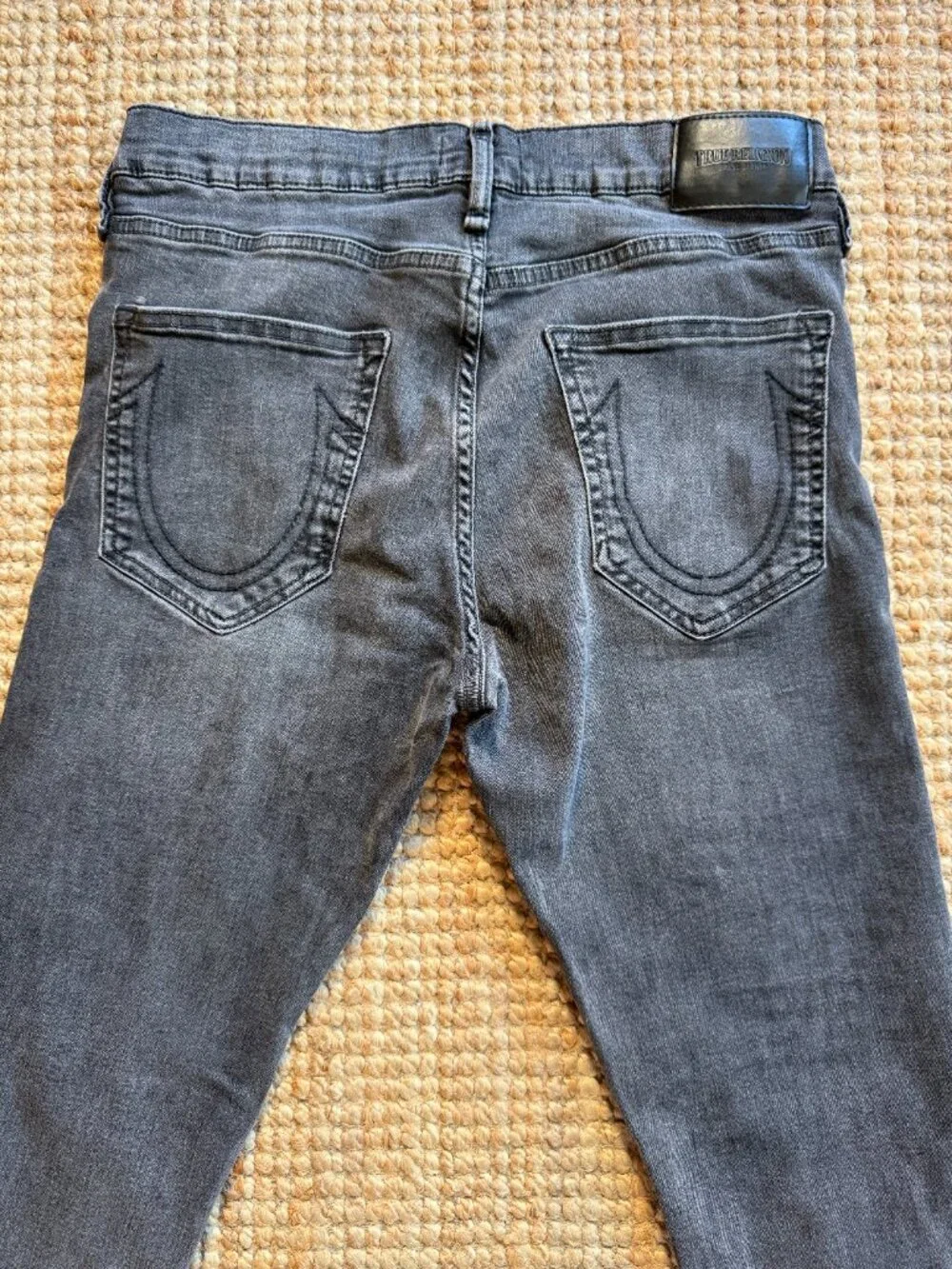 True Religion Tony Skinny Distressed Washed Black Jeans Mens Size 33